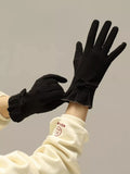 Ruffled Cuff Bow Gloves