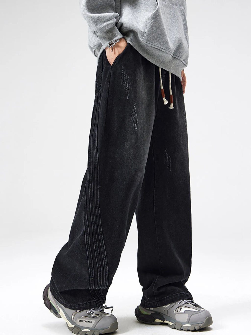 Men's Plus Size Wash Wide Leg Jeans