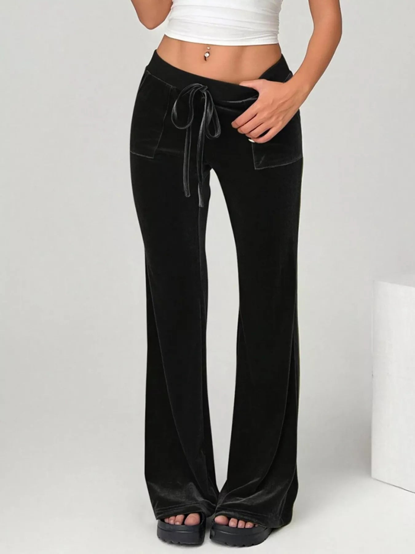 Velvet Flare Leg Pants
