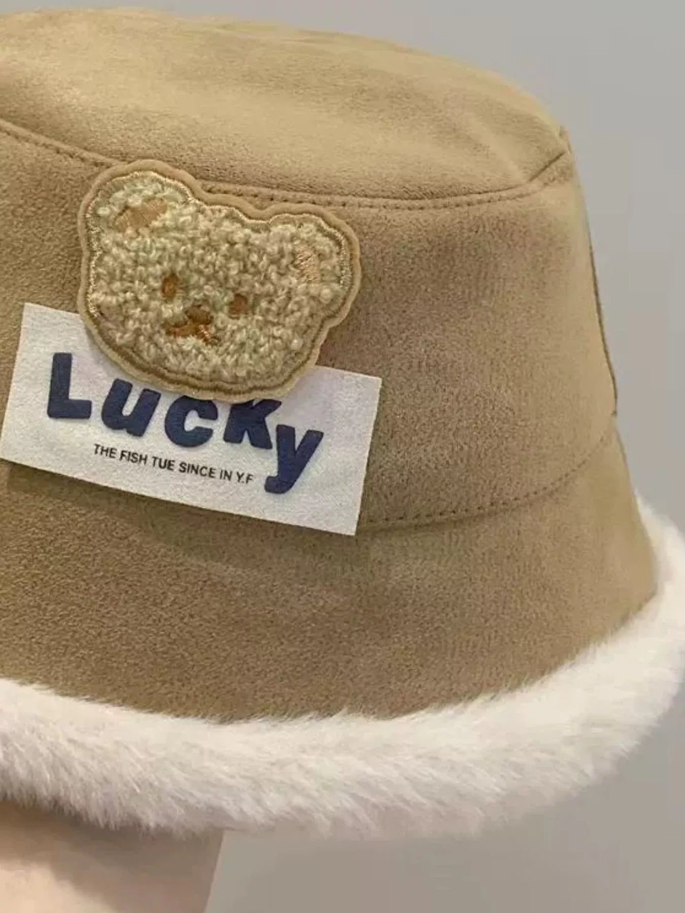 Children's Warm Plush Trim Bucket Hat
