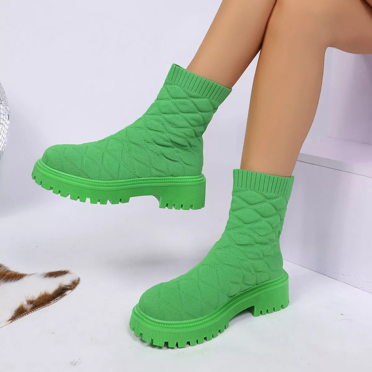 Round Toe Block Heels Boots