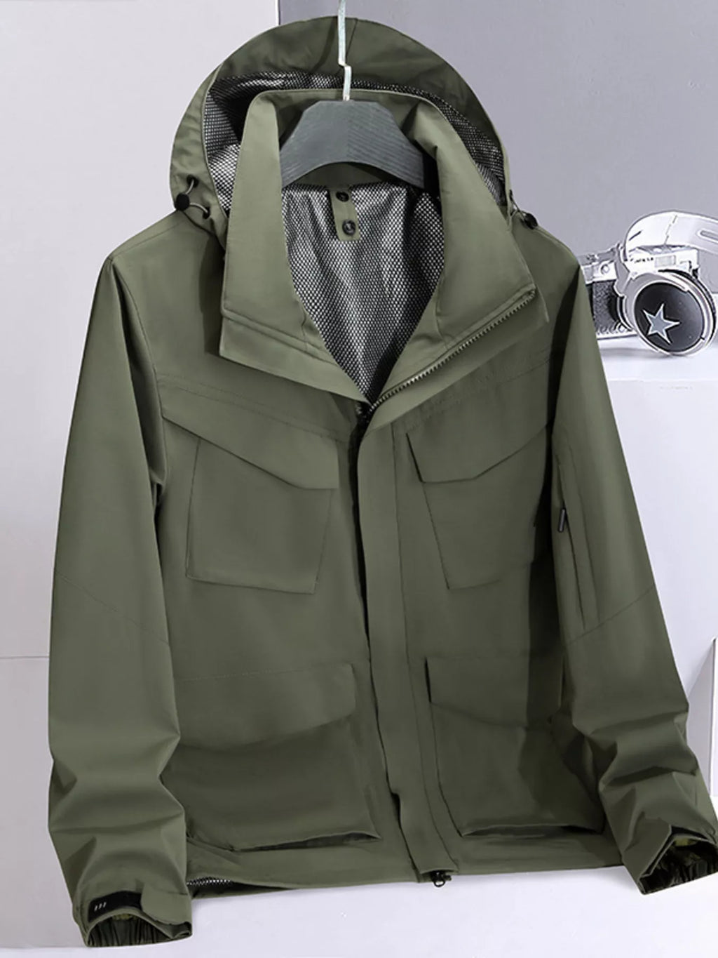 Men's Plus Size Lightweight Hooded Outdoor Jacket