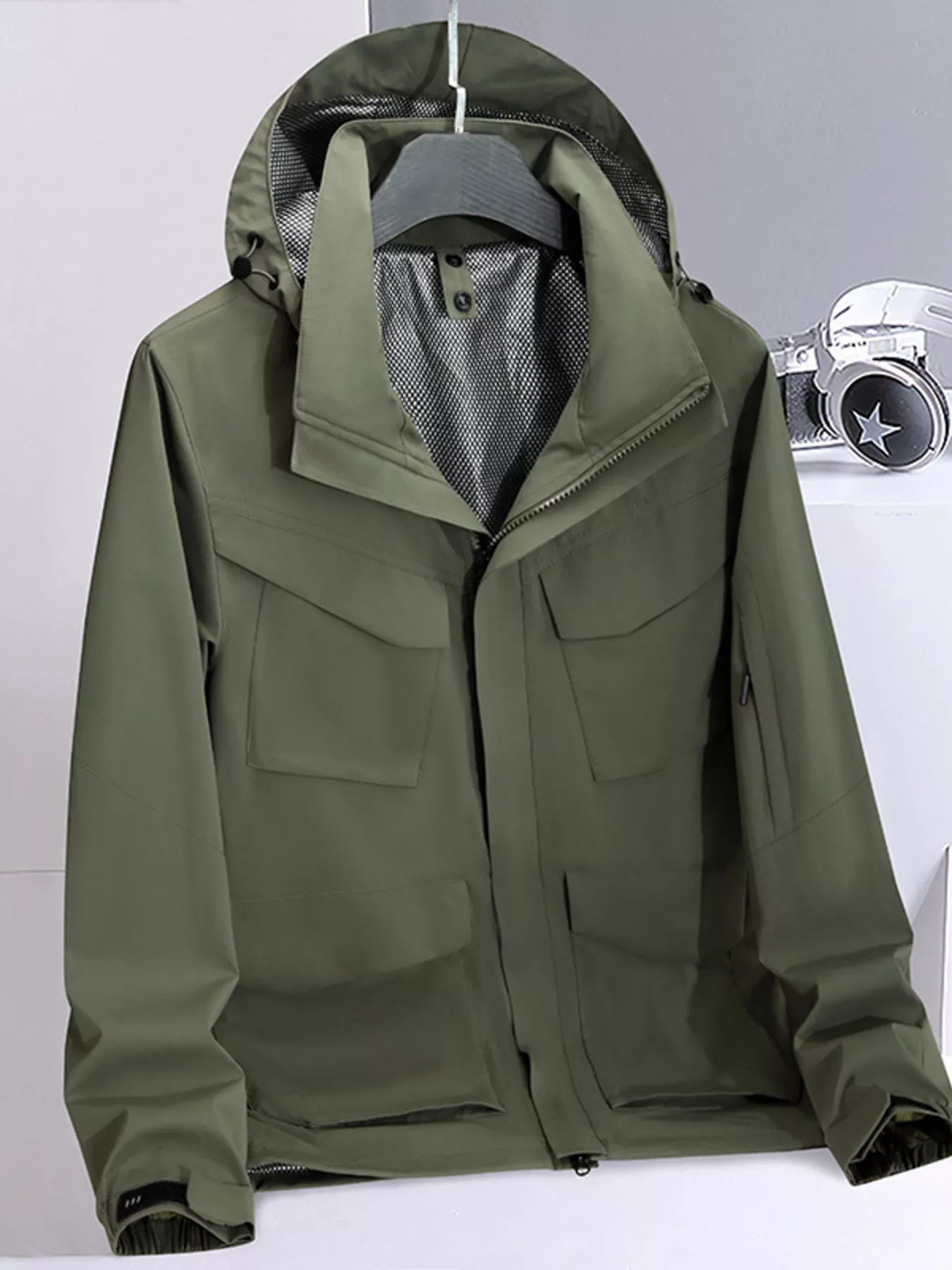 Men's Plus Size Lightweight Hooded Outdoor Jacket