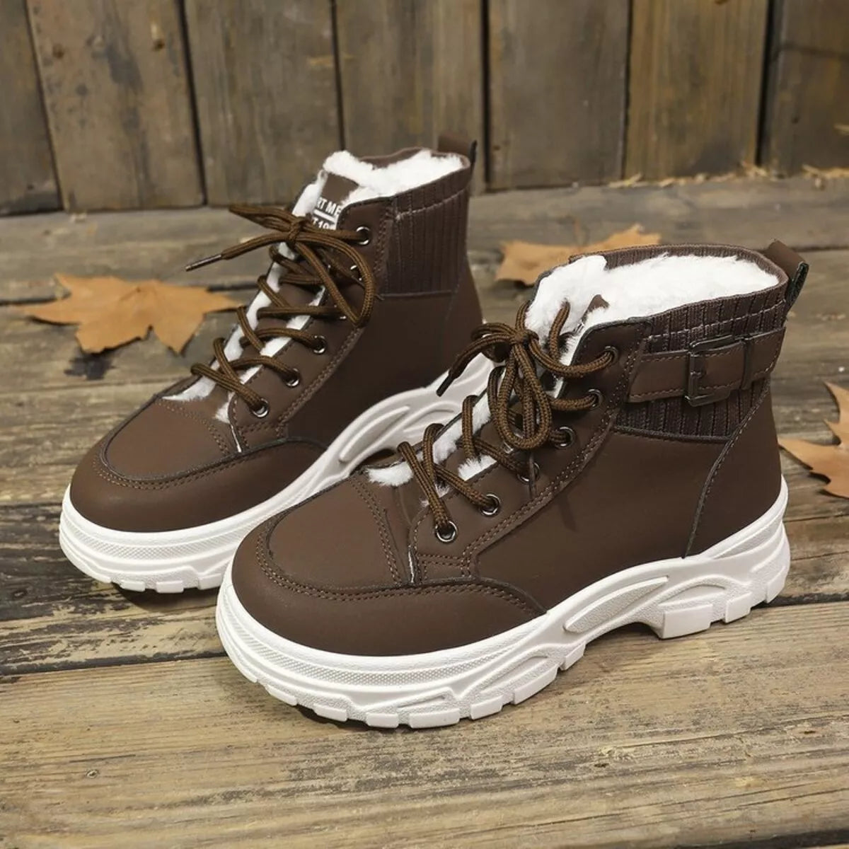 Plush Lining Lace Up Boots