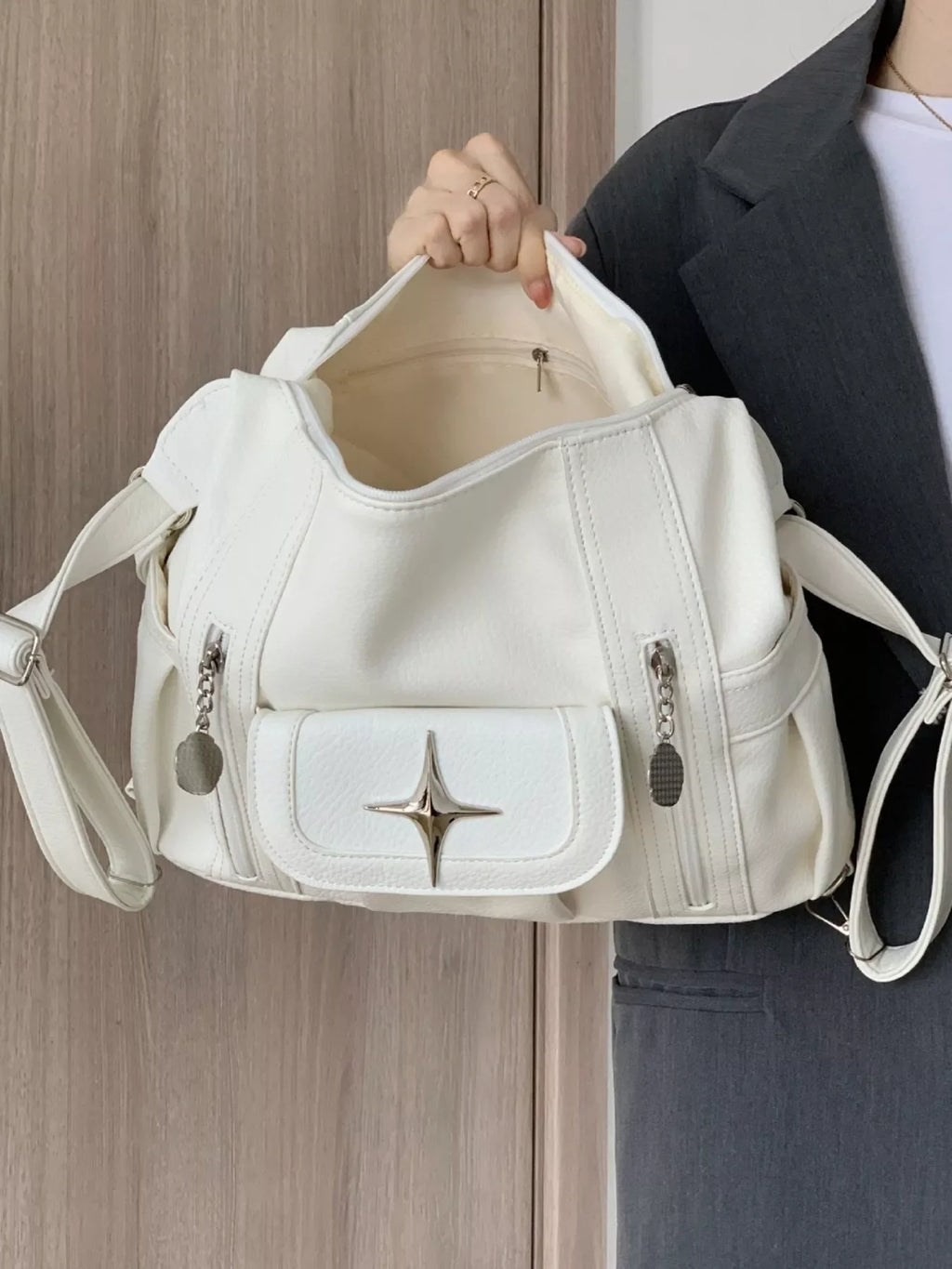 Adjustable Strap Star Decor Convertible Crossbody Bag