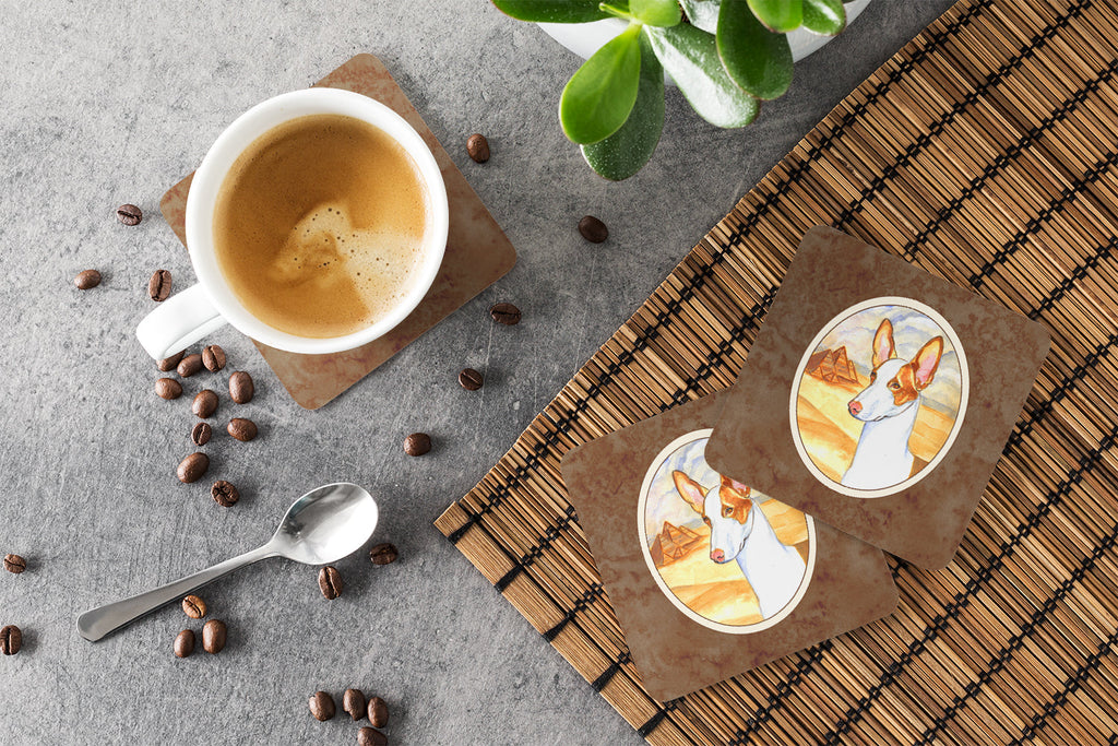Ibizan Hound Foam Coasters Set of 4 Cup Coasters for Indoor Outdoor, Tabletop Protection, Anti Slip, Mouse pad Material