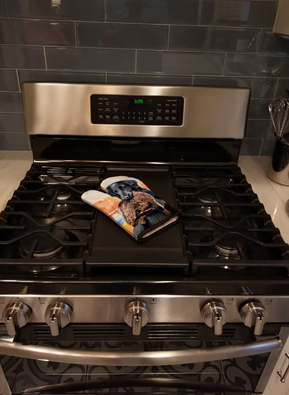 Flat Coated Retriever Oven Mitt Heat Resistant Thick Oven Mitt for Hot Pans and Oven, Kitchen Mitt Protect Hands, Cooking Baking Glove