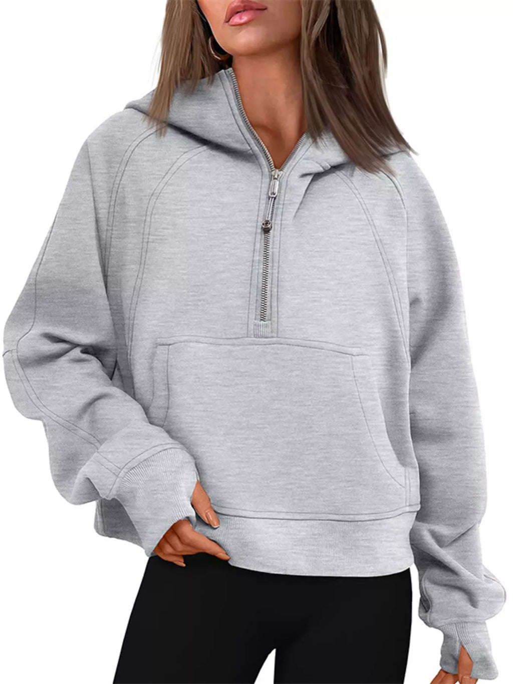 Half-Zip Kangaroo Pocket Hoodie