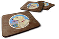 Yellow Labrador at the Beach Foam Coasters Set of 4 Cup Coasters for Indoor Outdoor, Tabletop Protection, Anti Slip, Mouse pad Material