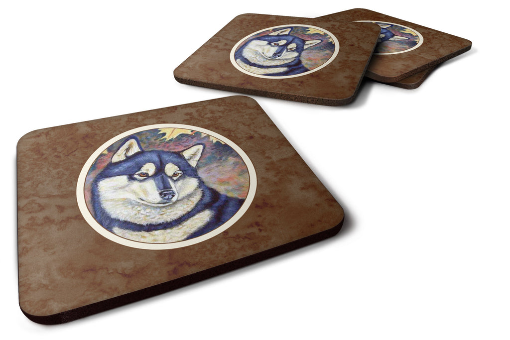 Fall Leaves Siberian Husky Foam Coasters Set of 4 Cup Coasters for Indoor Outdoor, Tabletop Protection, Anti Slip, Mouse pad Material