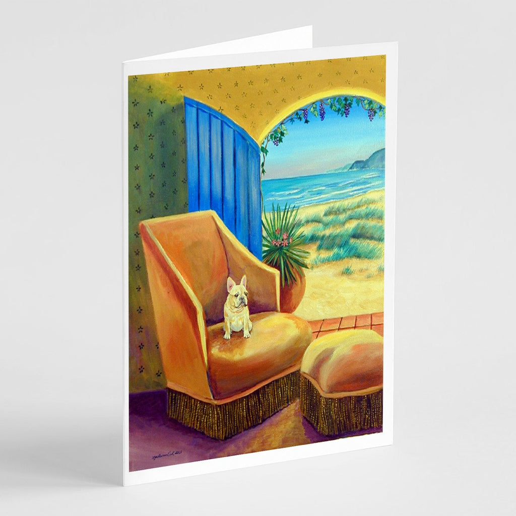 French Bulldog Couch Sitting Greeting Cards Pack of 8 Blank Cards with Envelopes Whimsical A7 Size 5x7
