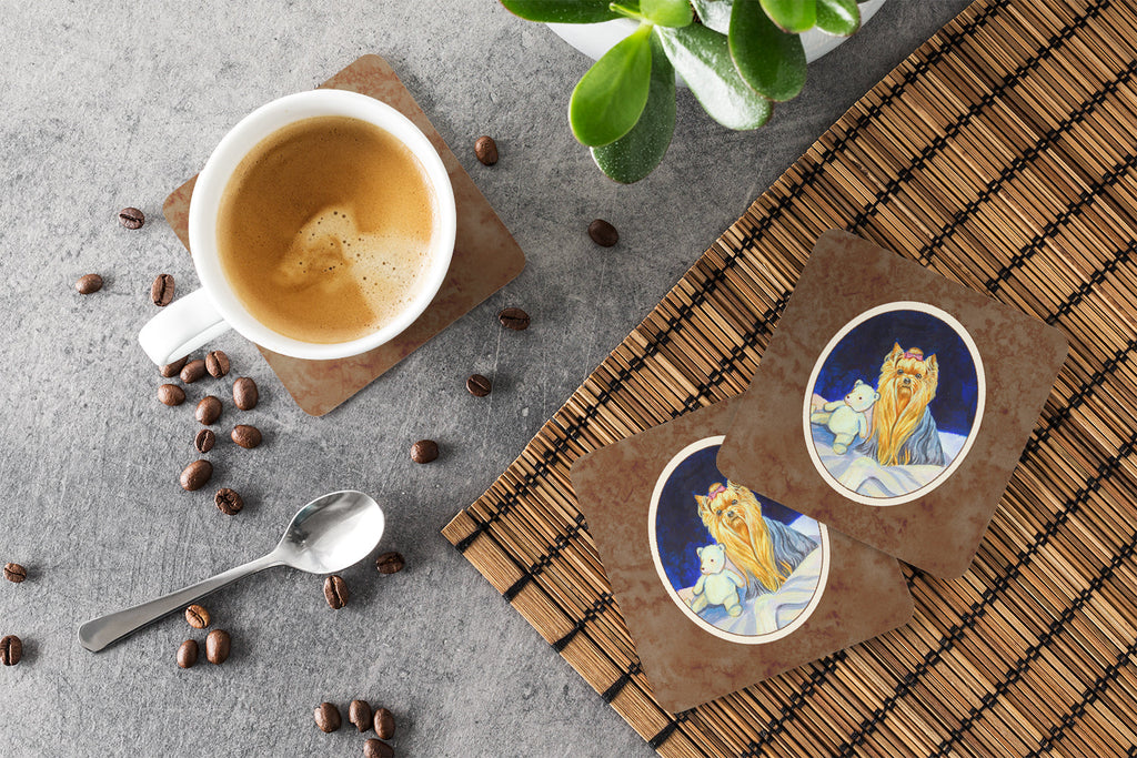 Yorkie Foam Coasters Set of 4 Cup Coasters for Indoor Outdoor, Tabletop Protection, Anti Slip, Mouse pad Material