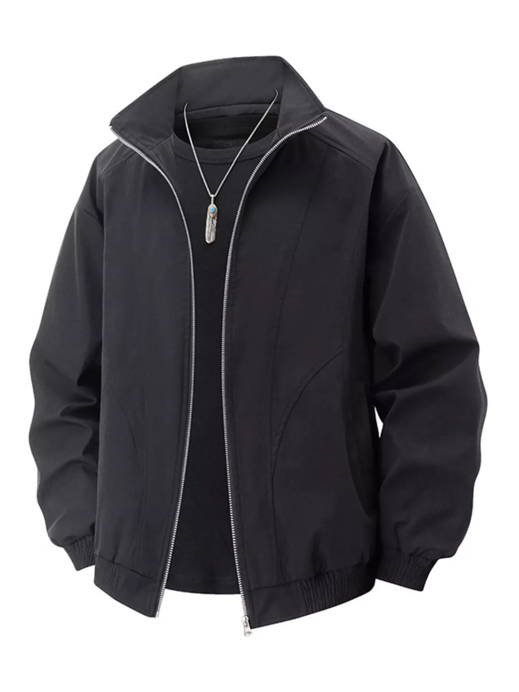 Men's Plus Size Stand Collar Zip Up Jacket