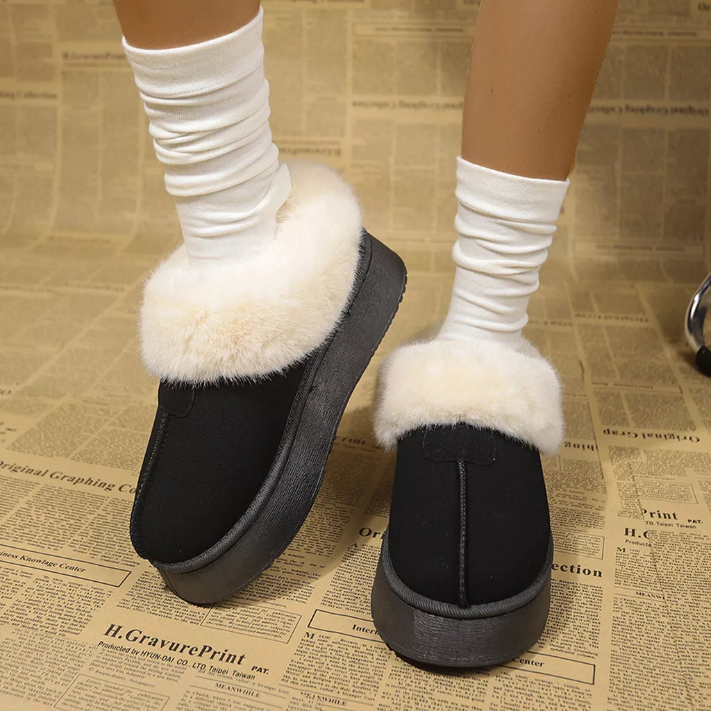 Fuzzy Platform Ankle Boots