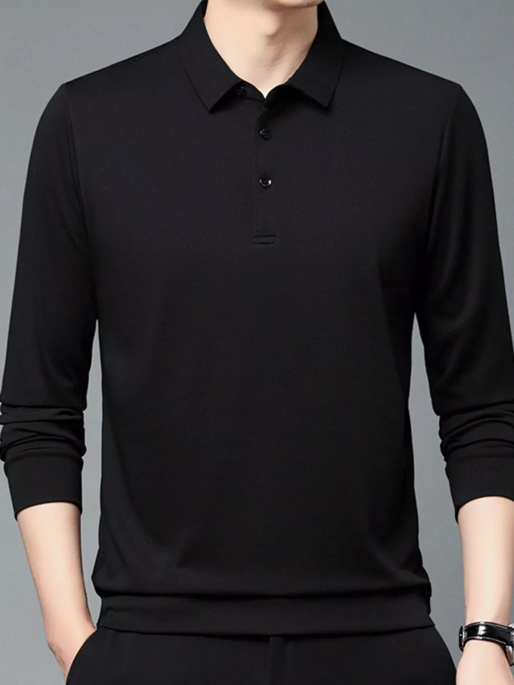 Men's Plus Size Classic Fit Long Sleeve Polo
