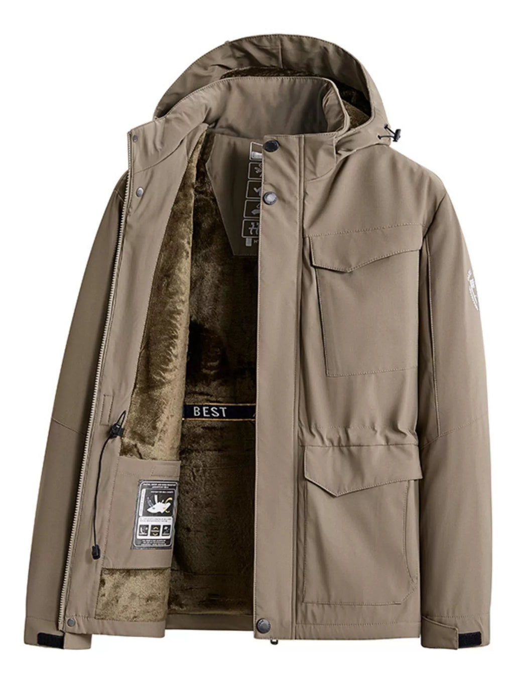 Men's Plus Size Hooded Zip Up Parka Coat