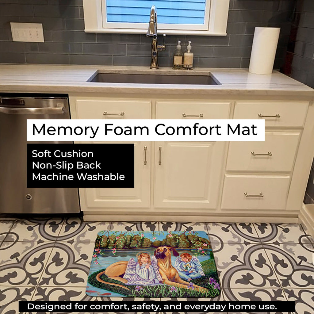 Angels with Great Dane Memory Foam Kitchen Mat Machine Washable Anti-Fatigue Cushion Comfort Bath or Kitchen Rug