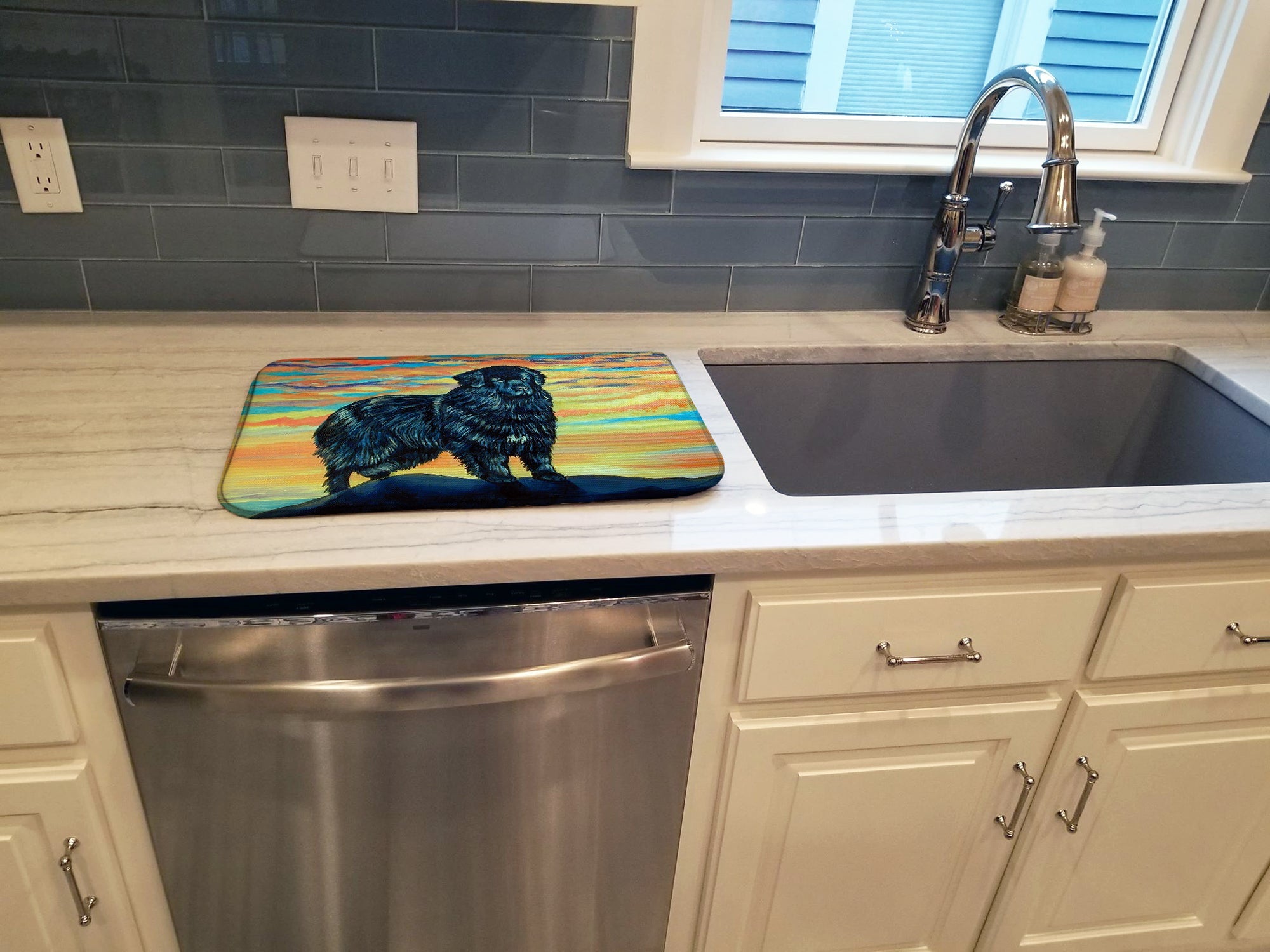 Newfoundland Dish Drying Mat Absorbent Dish Drying Mat Pad for Kitchen Counter Dish Drainer Mat for Countertop, 14 x 21", Multicolor