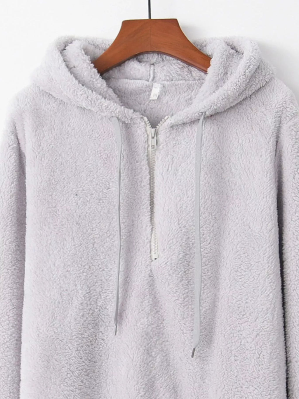 Full Size Half Zip Drawstring Fleece Hoodie Plus Size