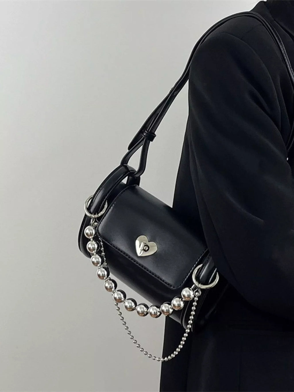 Heart Headed Chain Decor Shoulder Bag