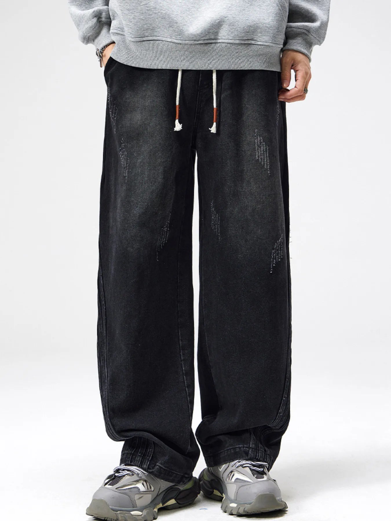 Men's Plus Size Wash Wide Leg Jeans