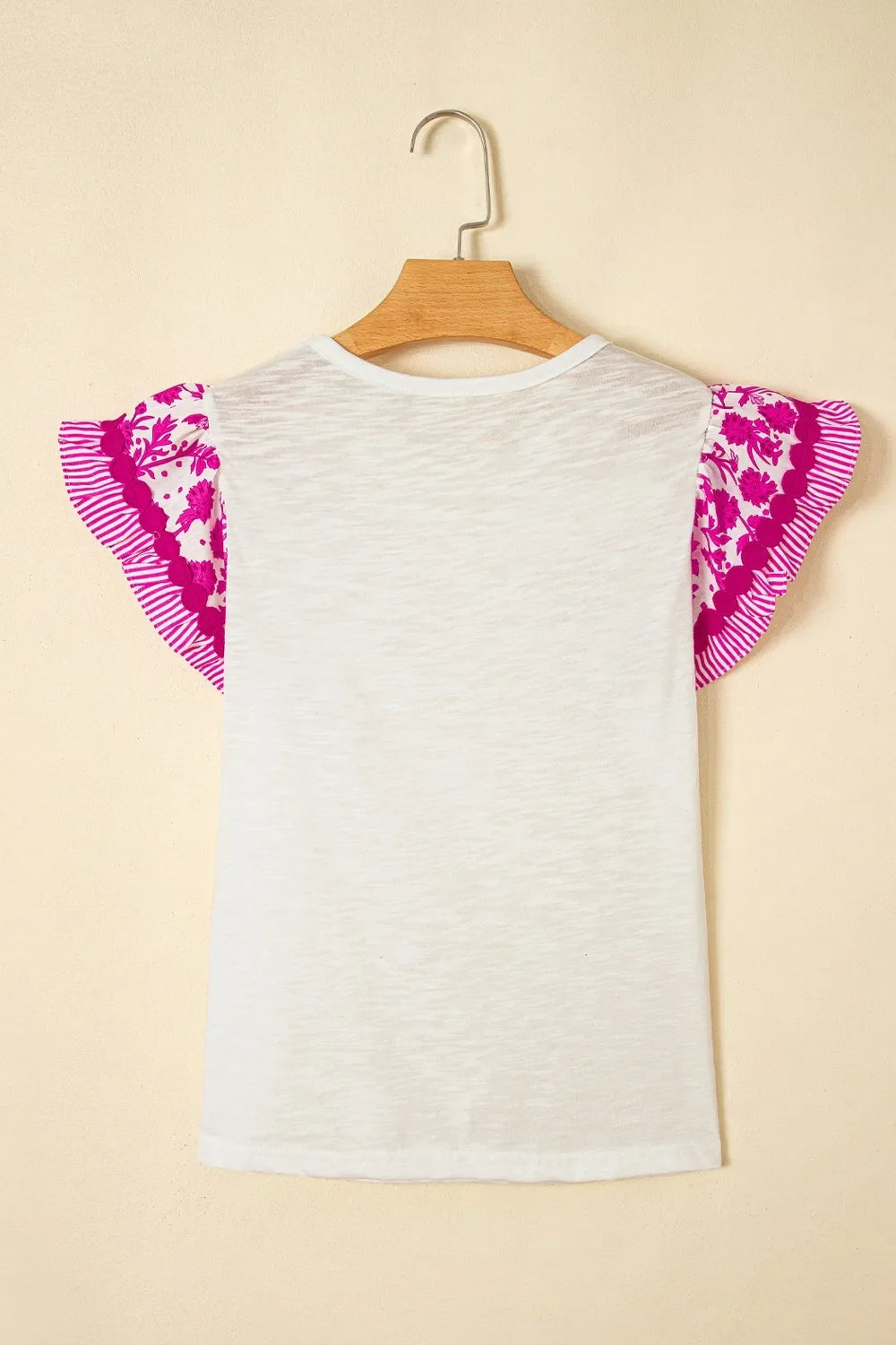 Ruffled Round Neck Cap Sleeve Blouse