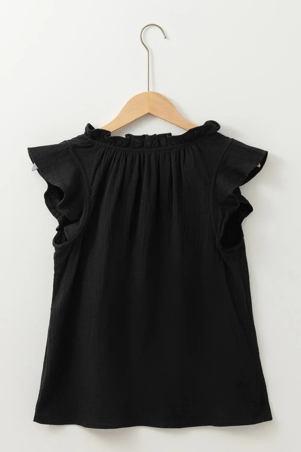Ruffled Shoulder Notched Shift Tank Top