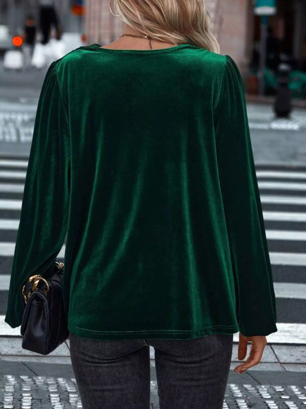 Full Size Velvet Cowl Neck Blouse Plus Size