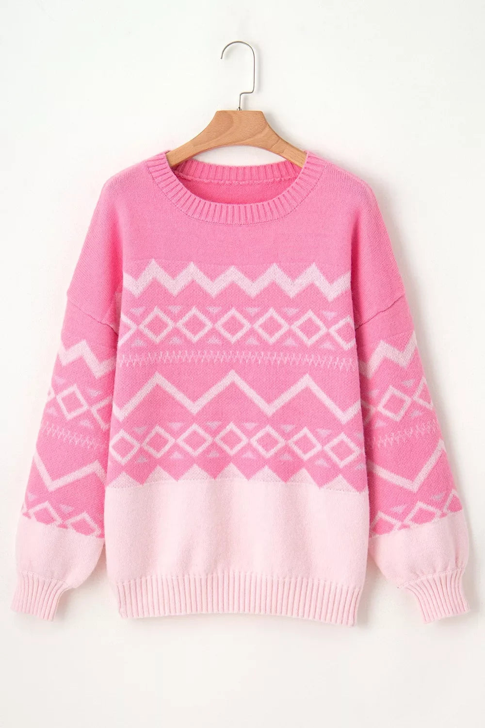 Geometric Patterned Long Sleeve Sweater