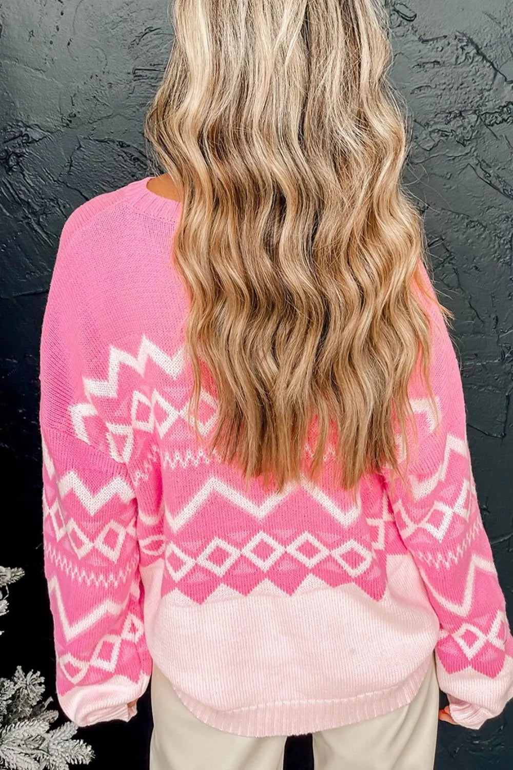 Geometric Patterned Long Sleeve Sweater