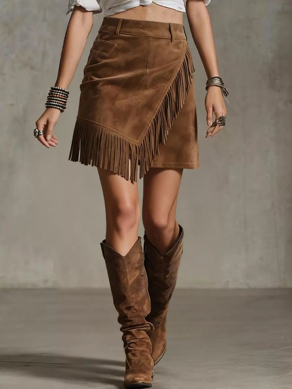 Fringe Suede Mini Skirt