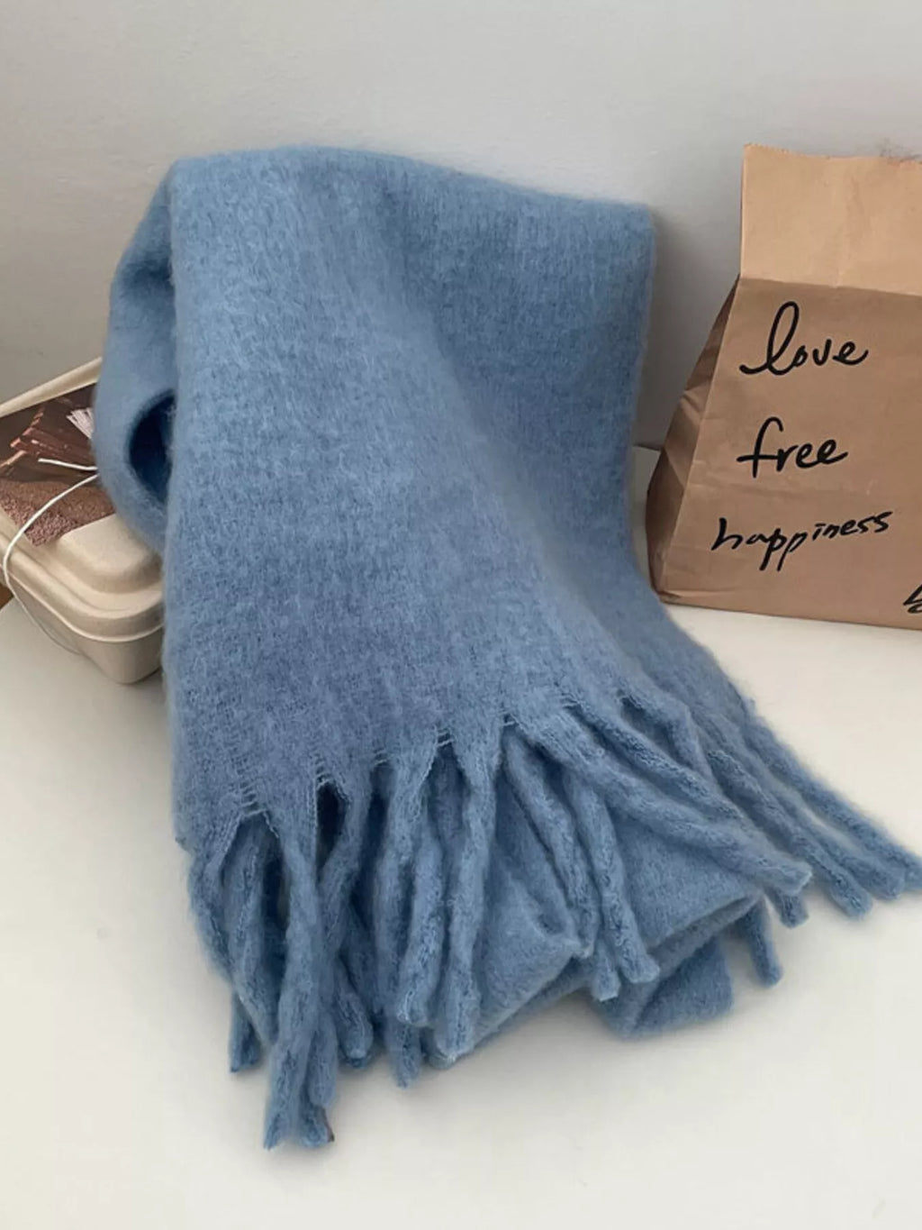 Solid Color Fringe Scarf