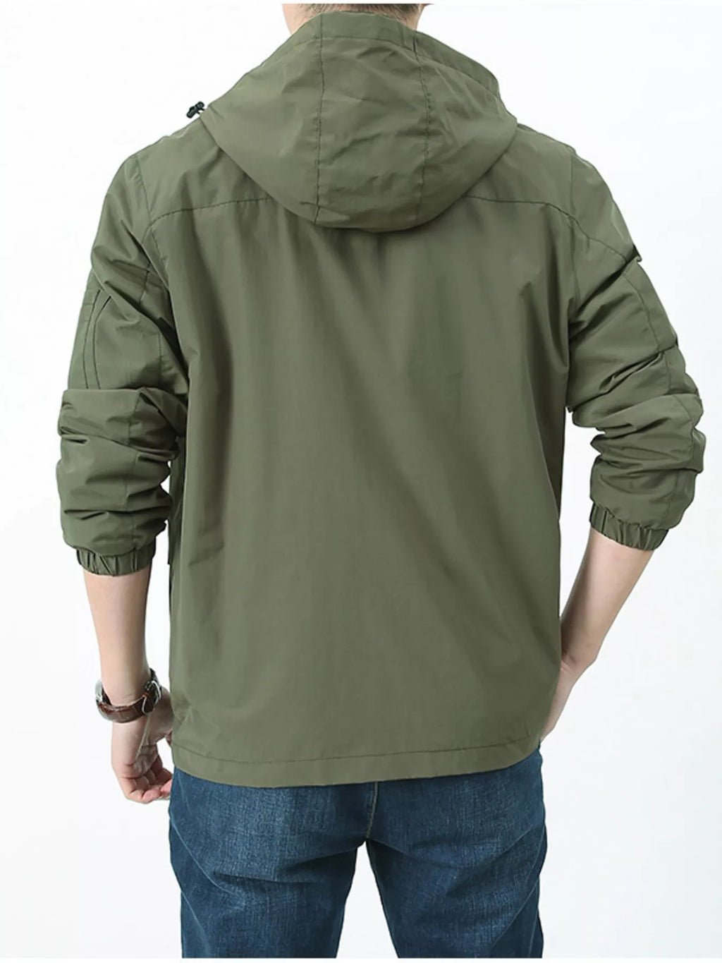 Men's Plus Size Lightweight Hooded Windbreaker Jacket