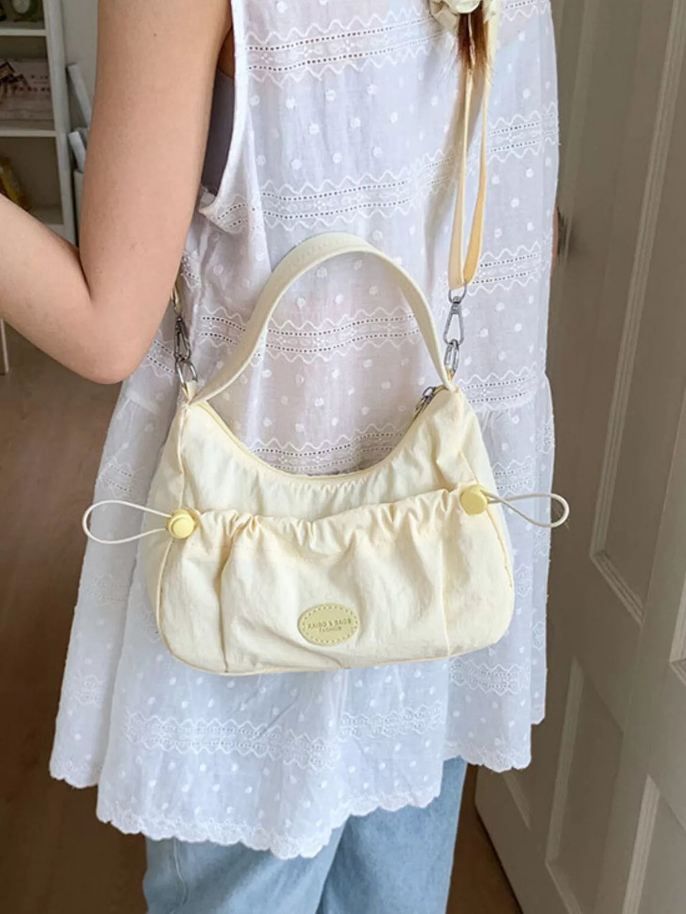 Drawstring Ruched Lightweight Crossbody Bag