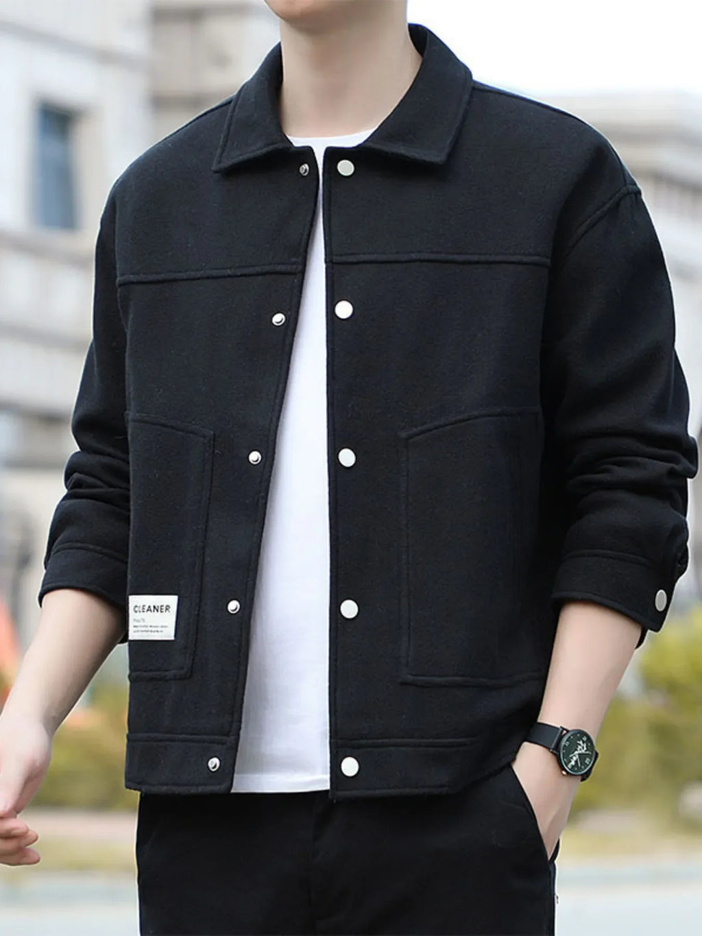 Men's Plus Size Casual Snap-Down Jacket