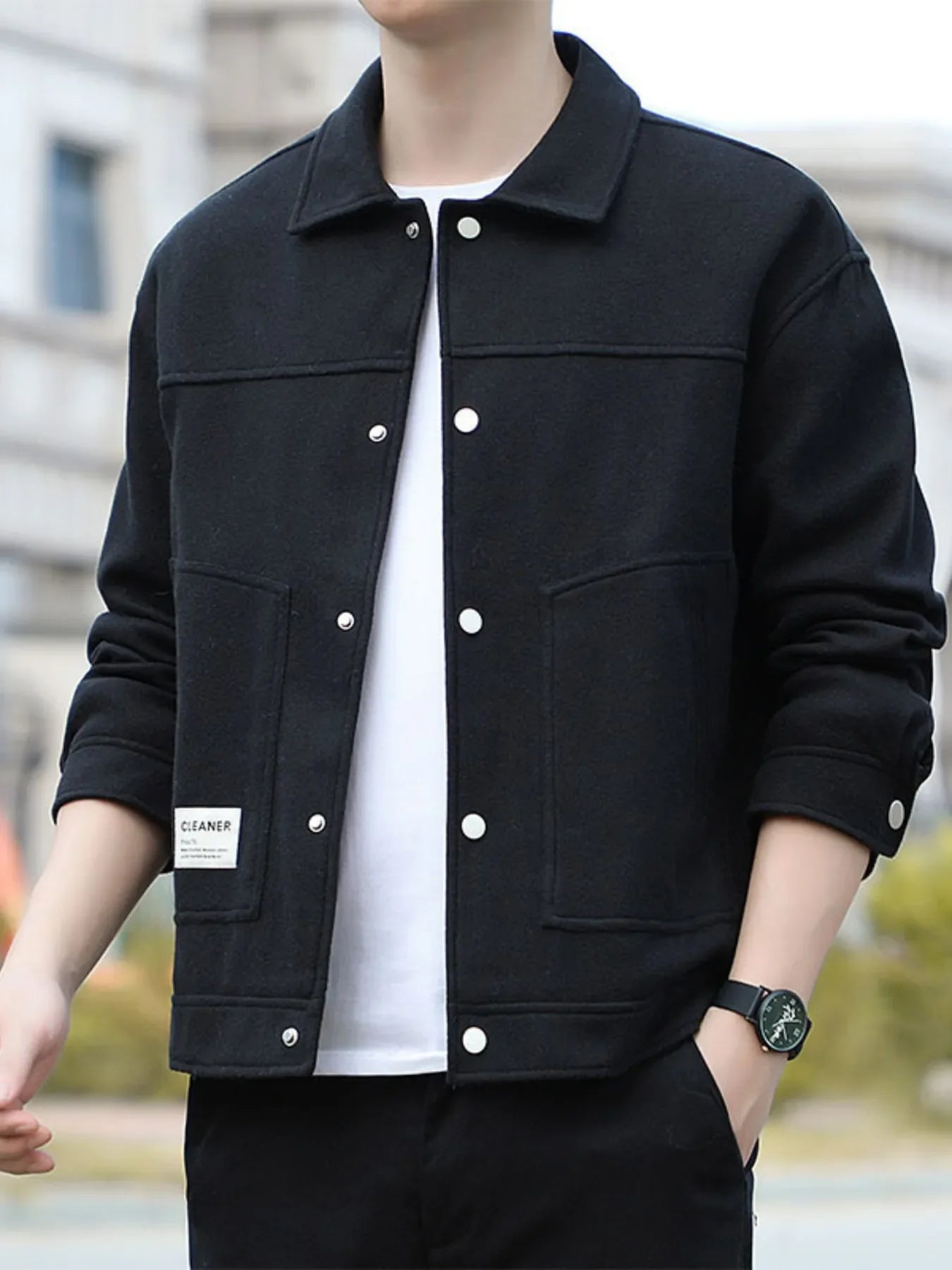 Men's Plus Size Casual Snap-Down Jacket