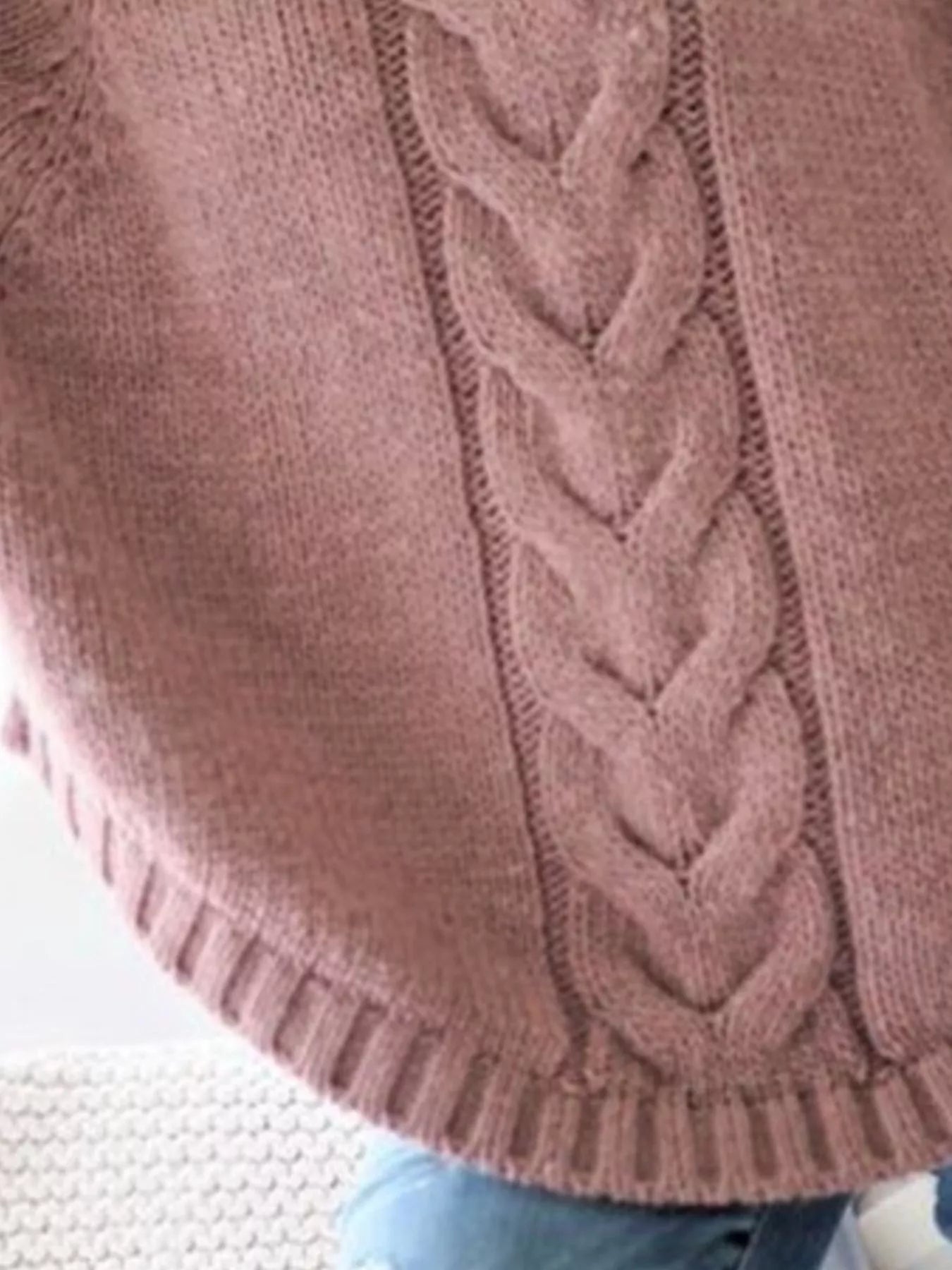 Full Size Cable-Knit Long Sleeve Sweater Plus Size