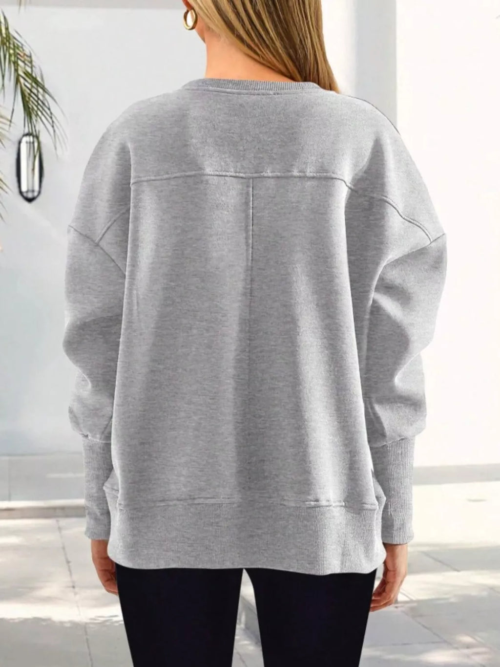 Casual Loose Side Slit Sweatshirt
