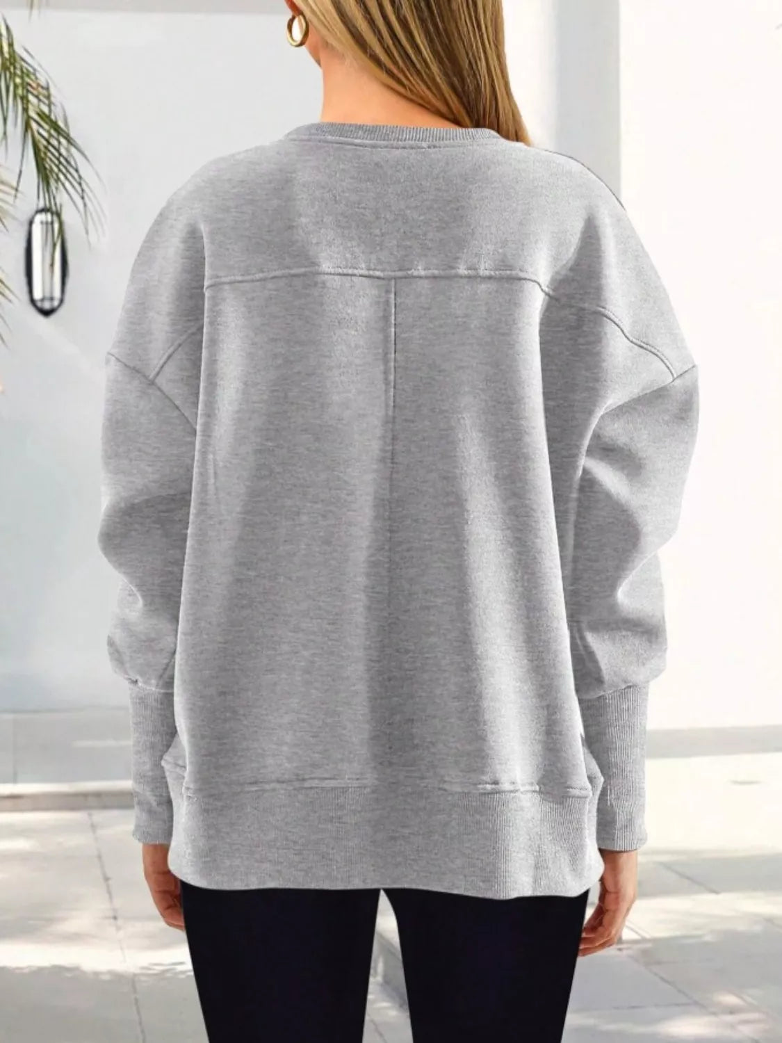 Casual Loose Side Slit Sweatshirt