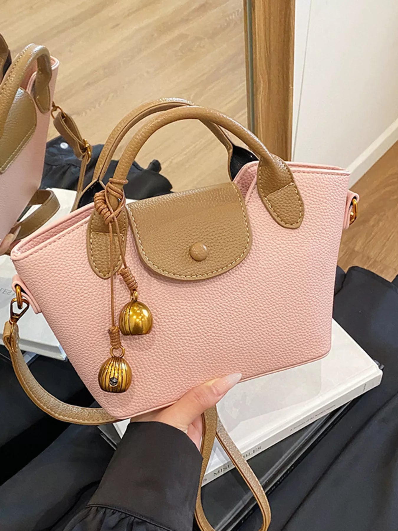 Top Handle Leather Crossbody Bag