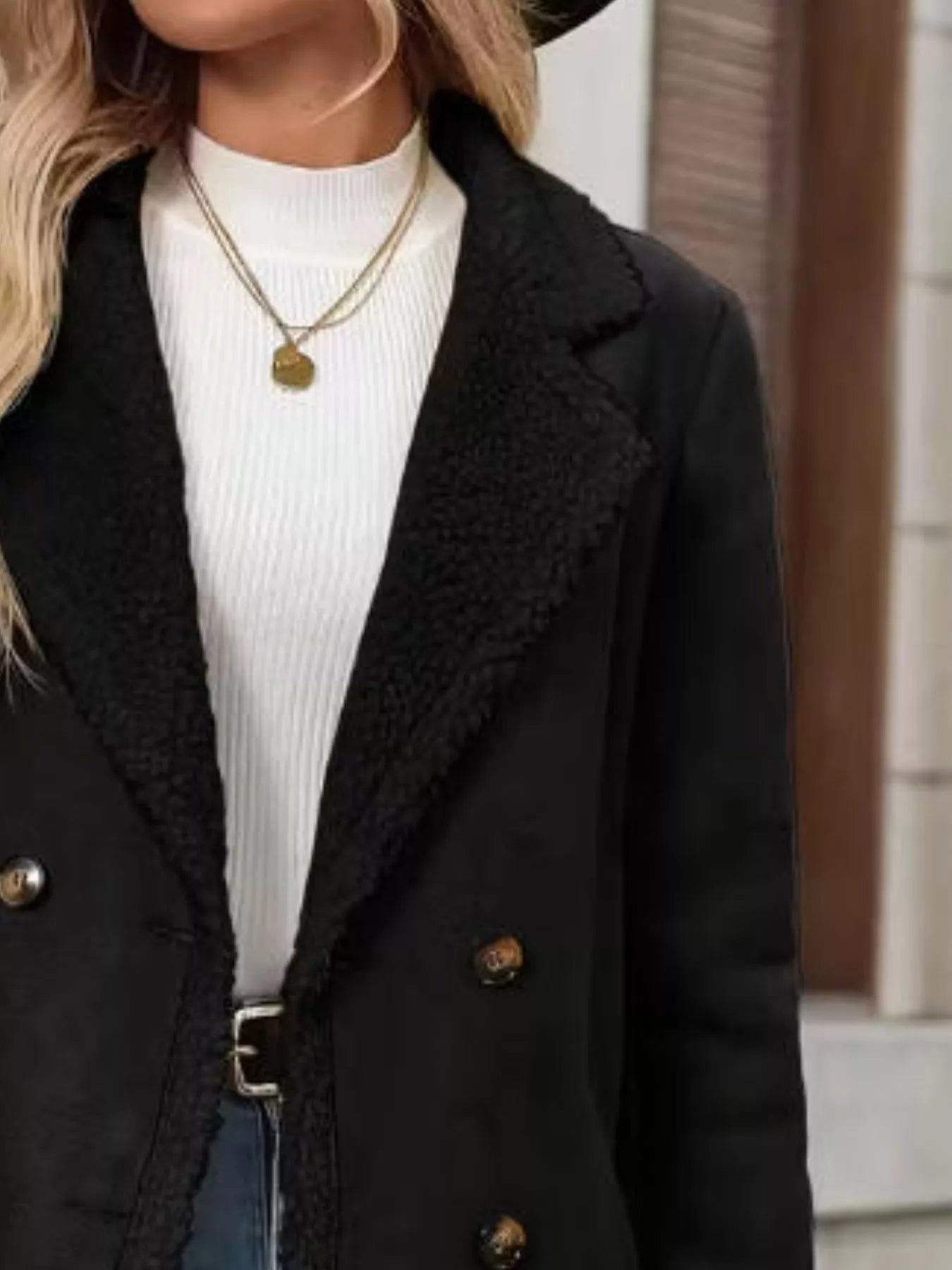 Sherpa Lined Button Up Coat