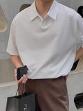Men's Plus Size Textured Short Sleeve Casual Polo