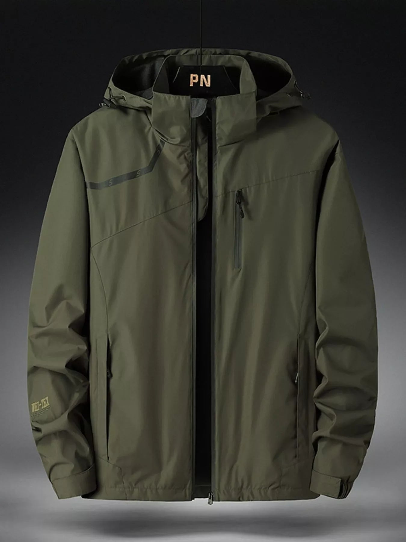 Men's Plus Size Hooded Windproof Zip Up Outdoor Jacket