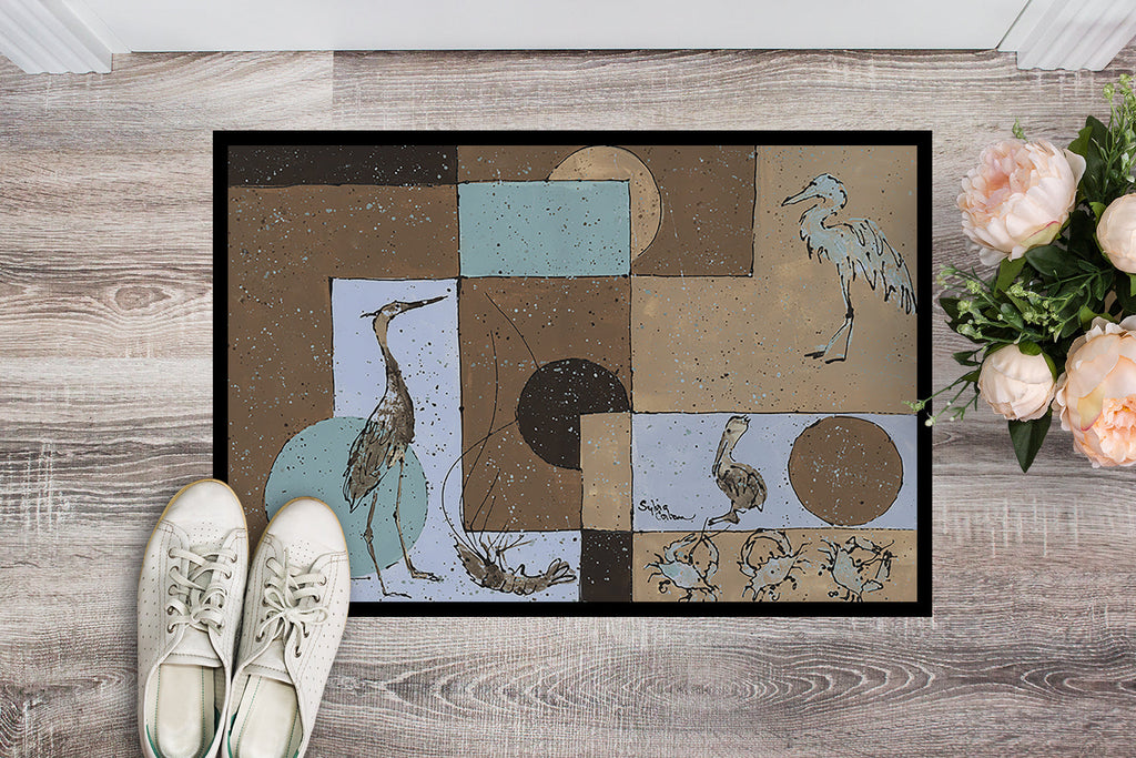 Blue Heron Doormat Indoor Outdoor 18H X 27W Front Door Mat Rugs for Entryway, Non Slip Washable