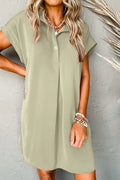 Collared Neck Short Sleeve Mini Dress