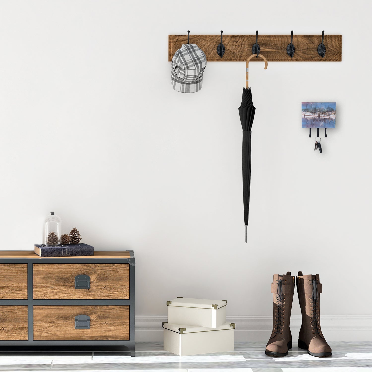 Harbour Leash or Key Holder Wall Hooks, Coat Rack Wall Mount, for Hanging Keys, Towels, Aprons, Leashes