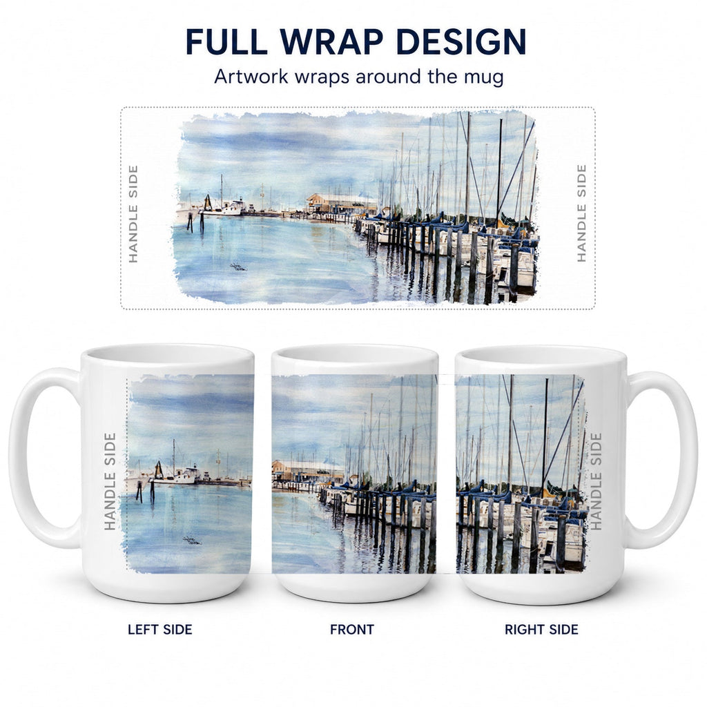The Warf Ceramic Coffee Mug 15 oz Decorative Large C Handle Mug Cup for Tea, Cocoa Hot Chocolate