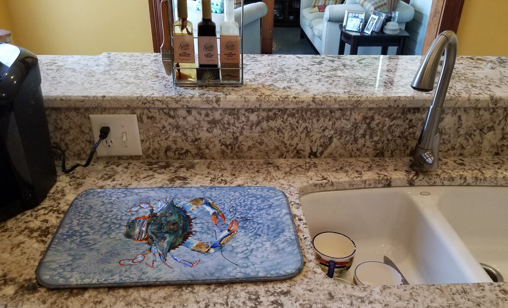 Female Blue Crab Cool Blue Water Dish Drying Mat Absorbent Dish Drying Mat Pad for Kitchen Counter Dish Drainer Mat for Countertop, 14 x 21", Multicolor