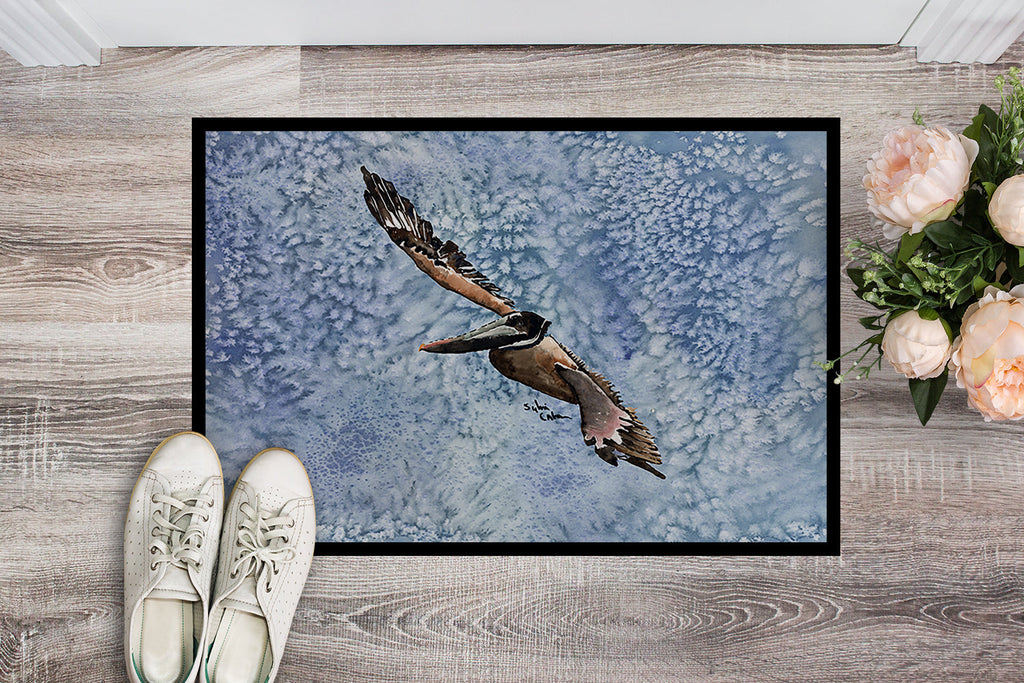 Pelican Cool Blue Water Doormat Indoor Outdoor 18H X 27W Front Door Mat Rugs for Entryway, Non Slip Washable