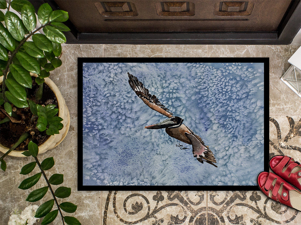 Pelican Cool Blue Water Doormat Indoor Outdoor 18H X 27W Front Door Mat Rugs for Entryway, Non Slip Washable
